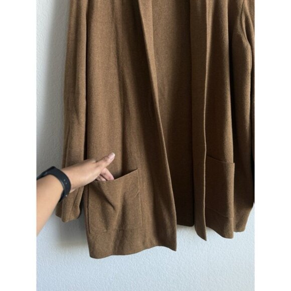 J.Crew Chelsea Open Front Cardigan Sweater Blazer Knit Htr Camel Women's Large - Picture 10 of 13